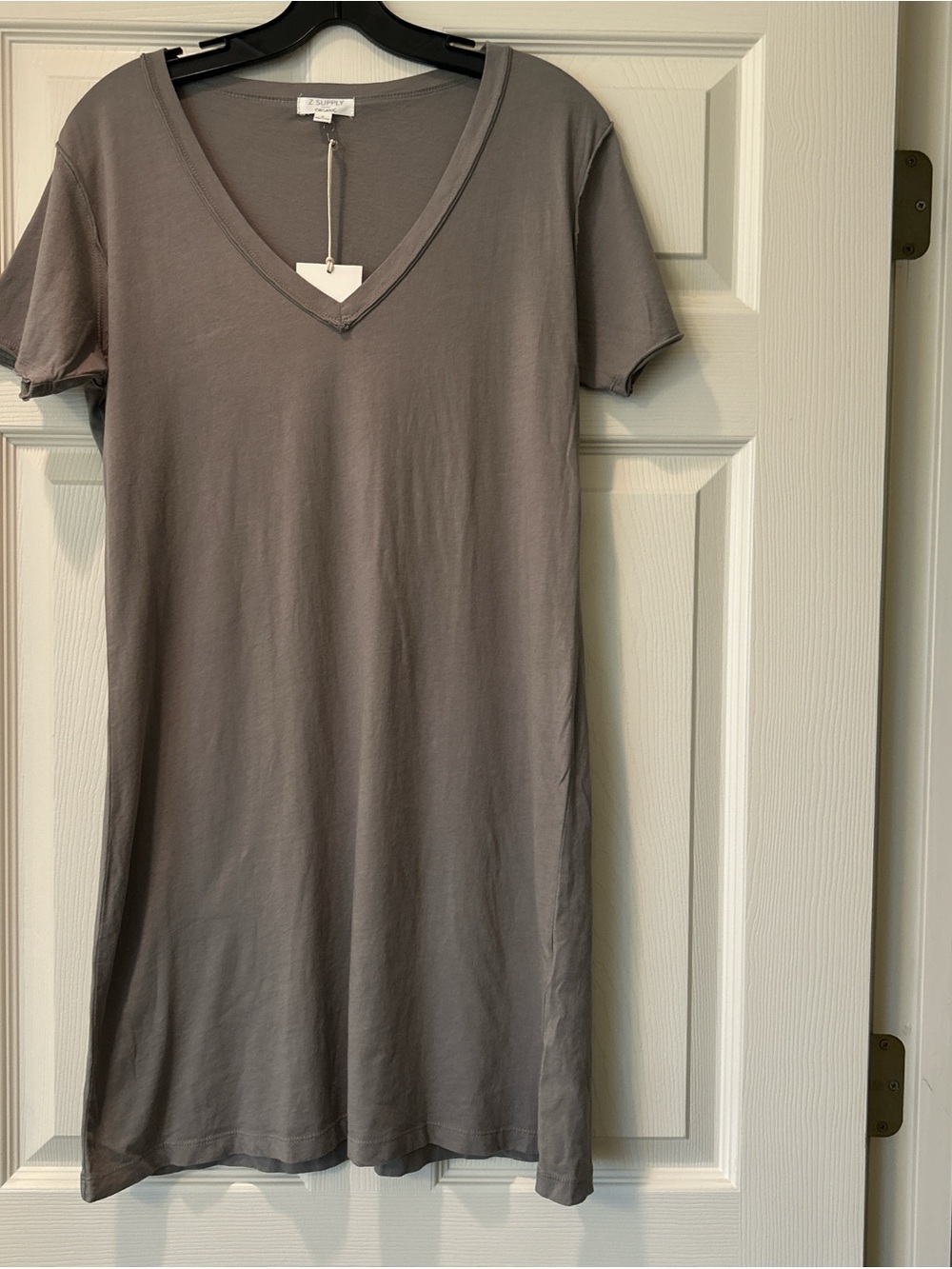 Z Supply Organic V-Neck Tee Dress — Taupe Gray